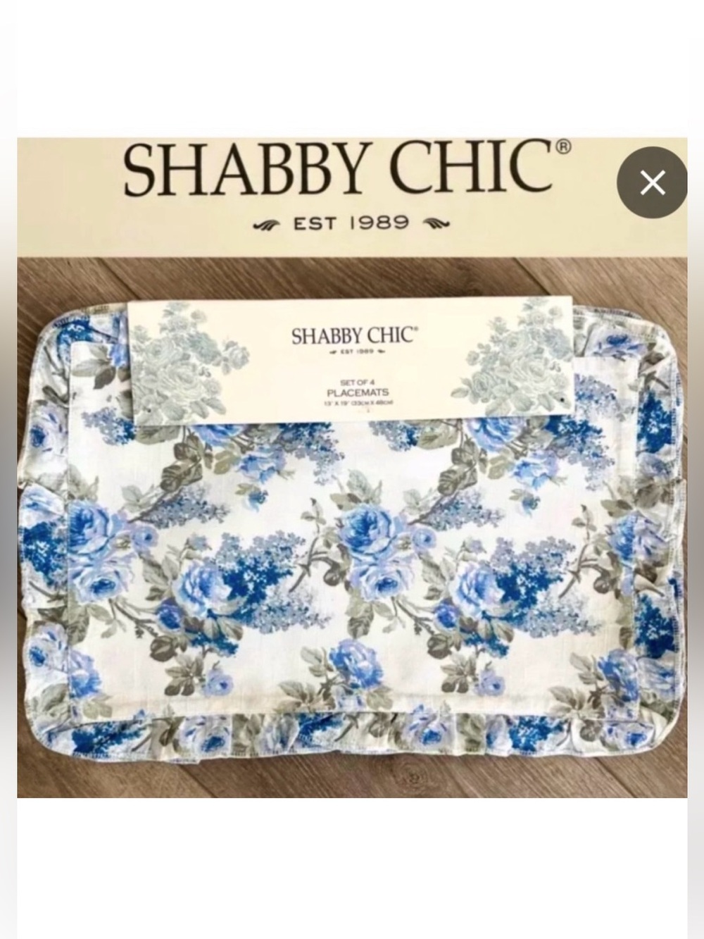 🆕-Shabby Chic Set/4 English Garden Fabric Placemats